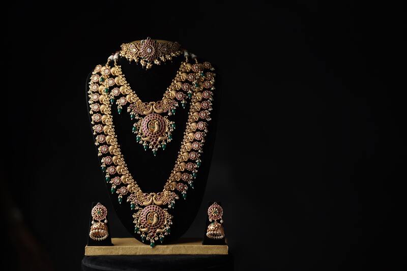 Lakshmi set with green Beads