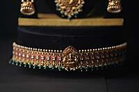 Lakshmi set with green Beads