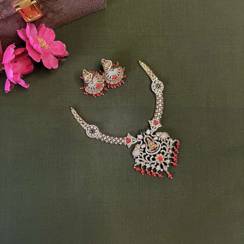 Lakshmi hasli with pavalambeads